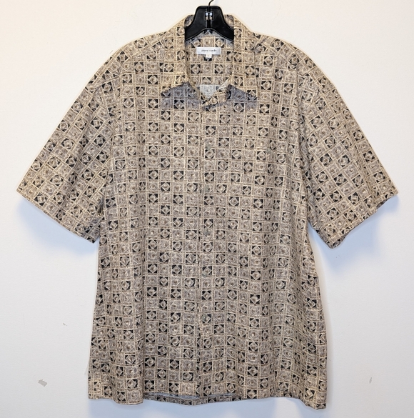 Vintage Pierre Cardin Button Down Shirt 90s Geometric Print Cotton Made in Korea - Picture 2 of 12